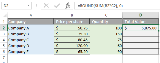 Excel Nested Round Function