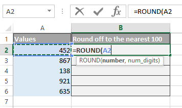Excel Round function select cell