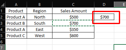 Index Match Function result