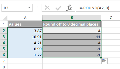 Excel Round function results