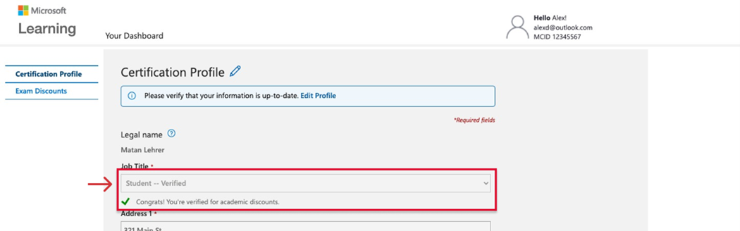 verification done for student