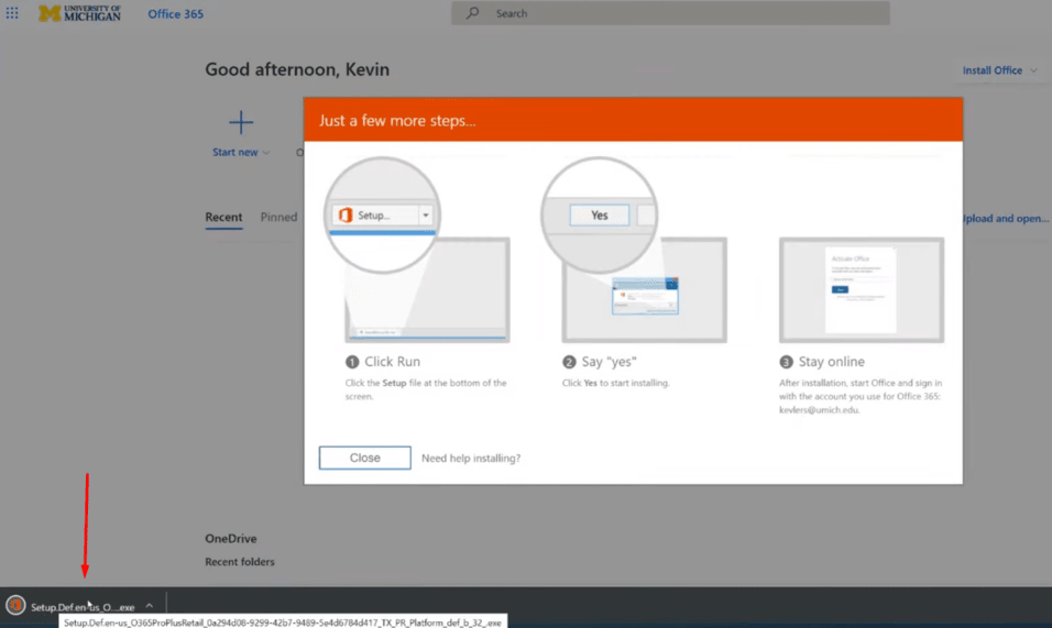 Office 365 downloaded