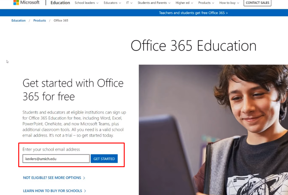 student email field