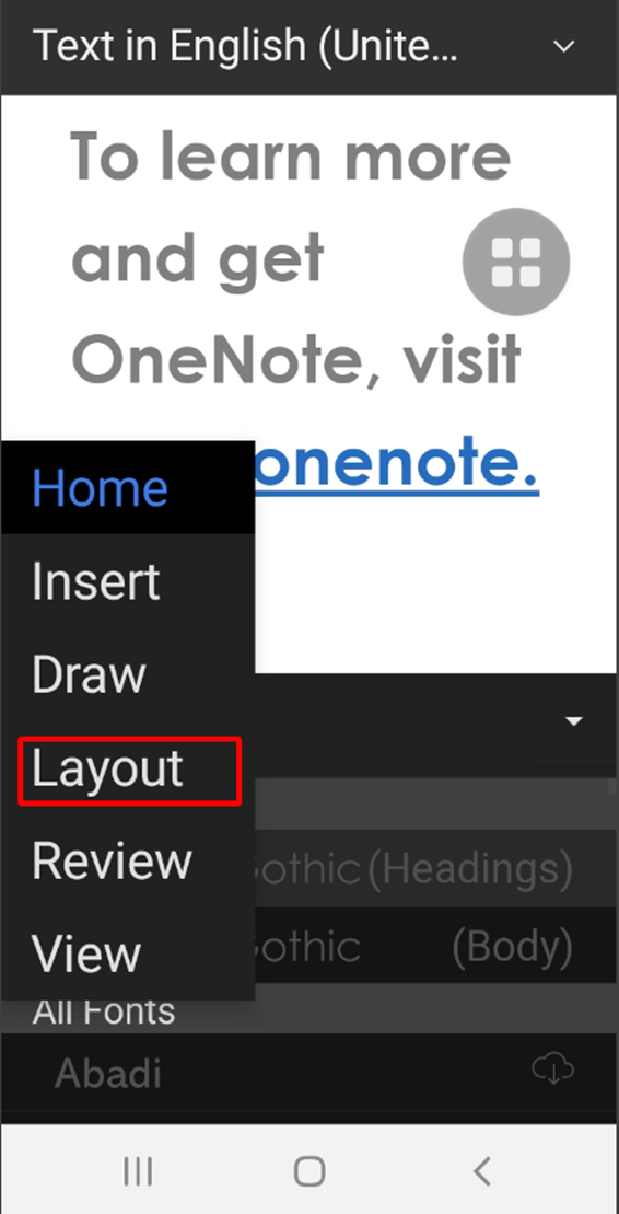 Layout tab