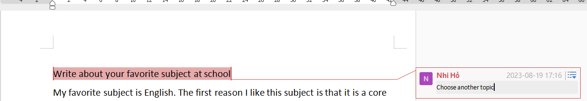 Type comment