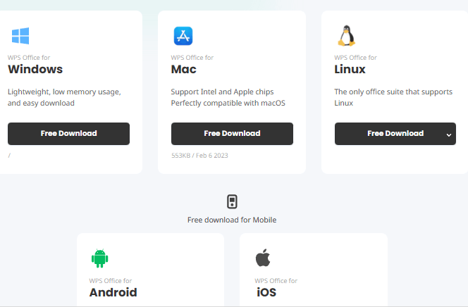 WPS download main page