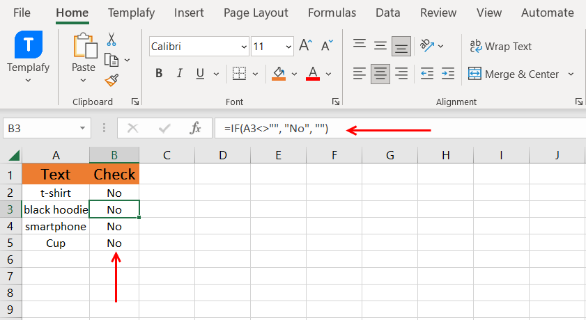 Excel formula check