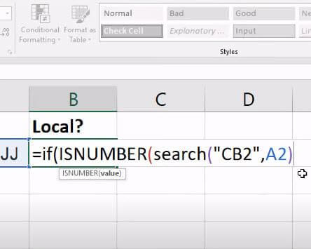 Excel Contains Text Formula