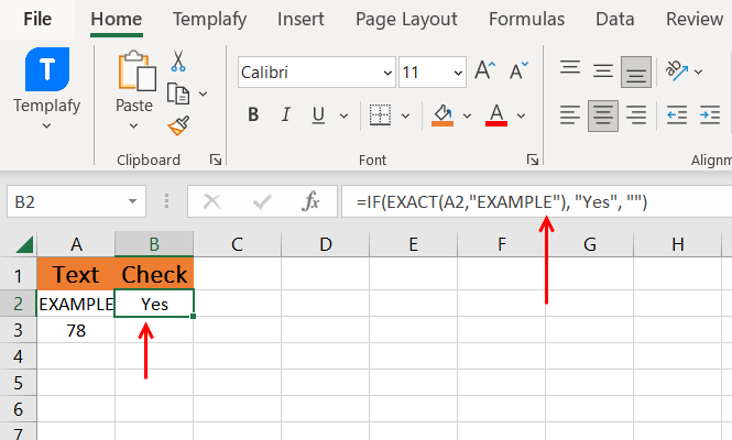 Exact match Excel formula