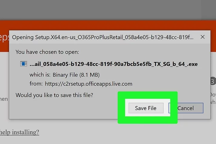 Microsoft 365 download menu