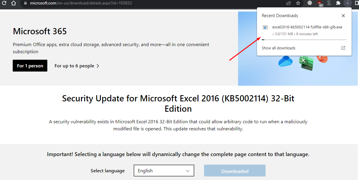 Download progress menu