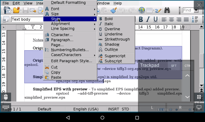 AndrOpen office interface
