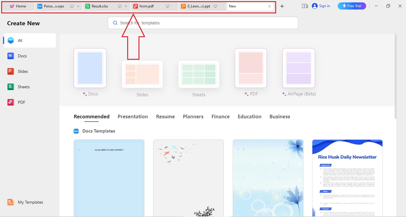 Open the Multiple interface