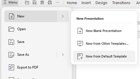 Start a New Presentation