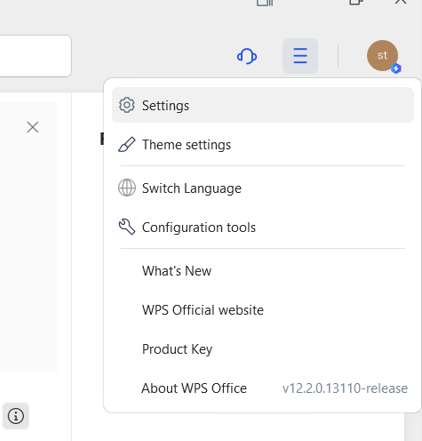 WPS Office Settings