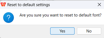 WPS Office Reset Settings Confirmation