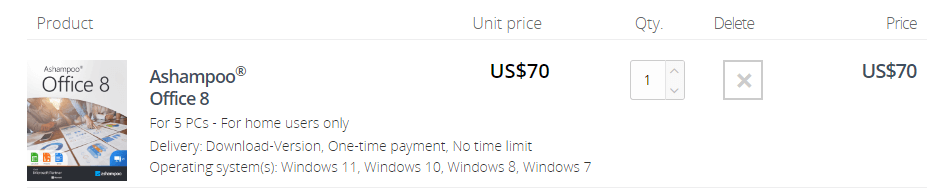 Ashampoo Office 8 pricing