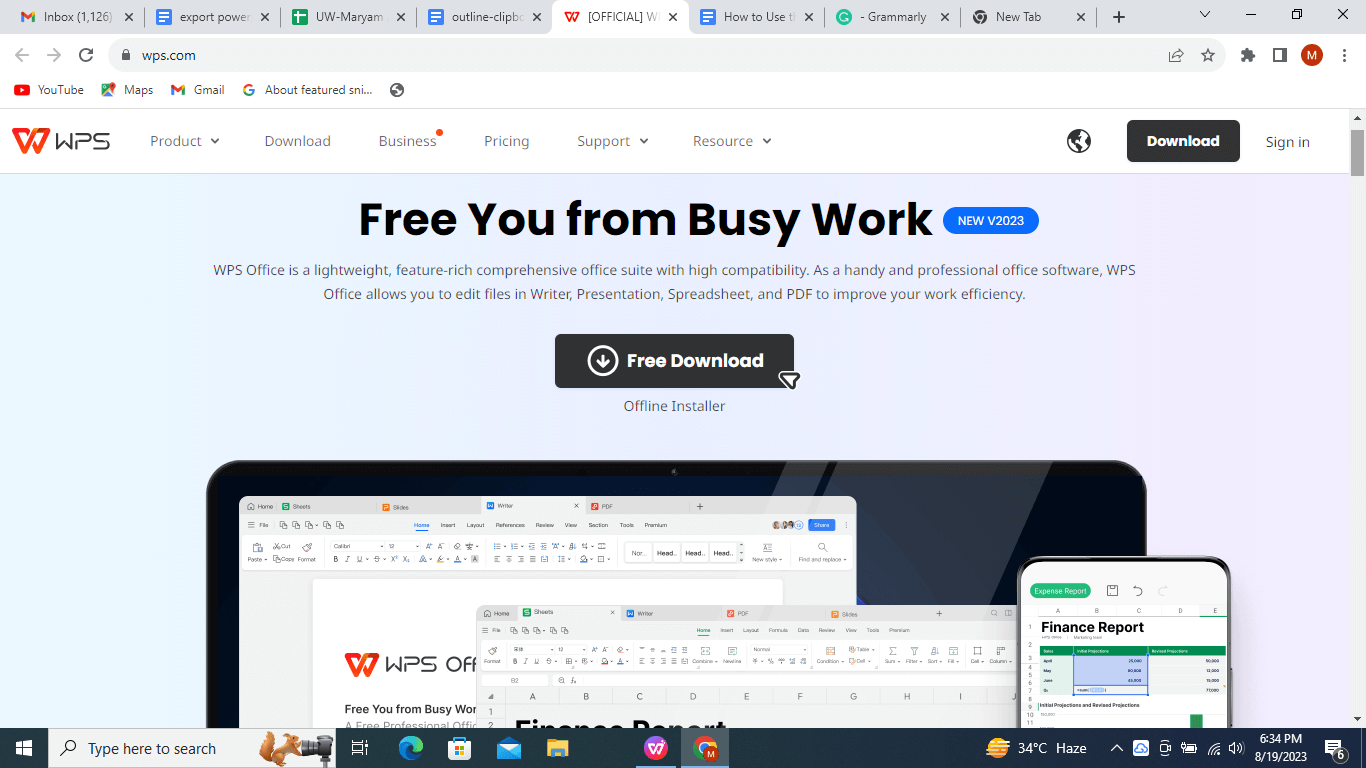 Free download WPS Office.