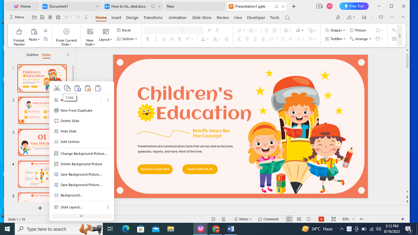 Copy slide you want.