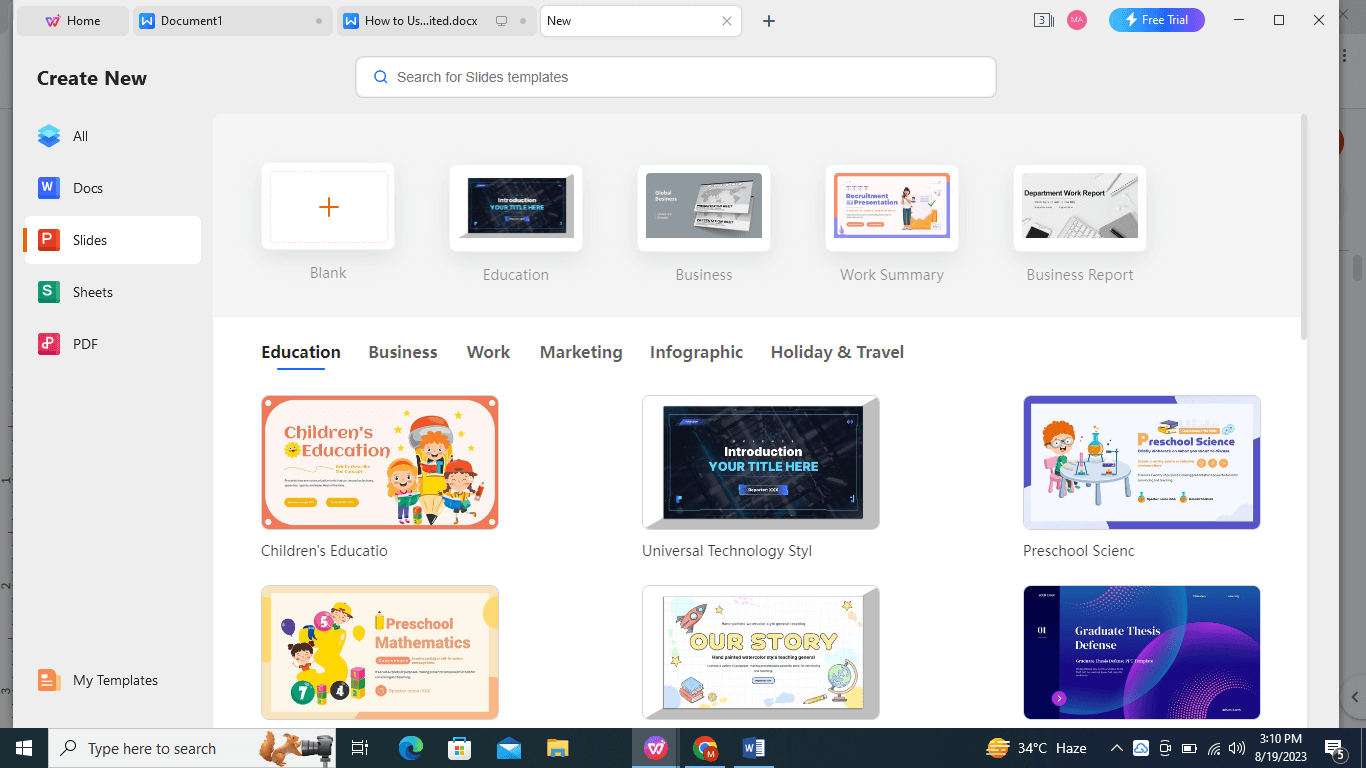 Open WPS Presentation.