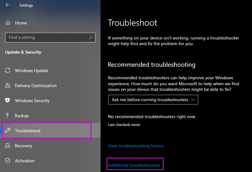 additional troubleshoot