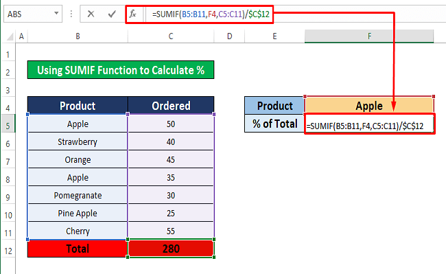 Use the SUMIF Function