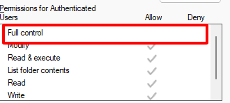 full control over the folder