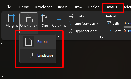 Page Layout and Orientation