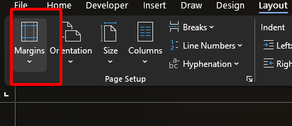 click the Margins button.