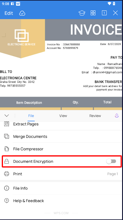 Tap Encrypt with Password.