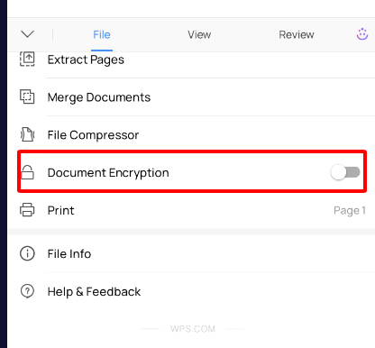 Tap Protect Document.
