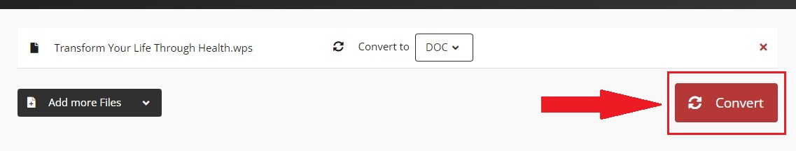 Cloud convert convert WPS file to DOC