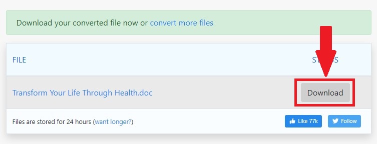 Zamzar download DOC file