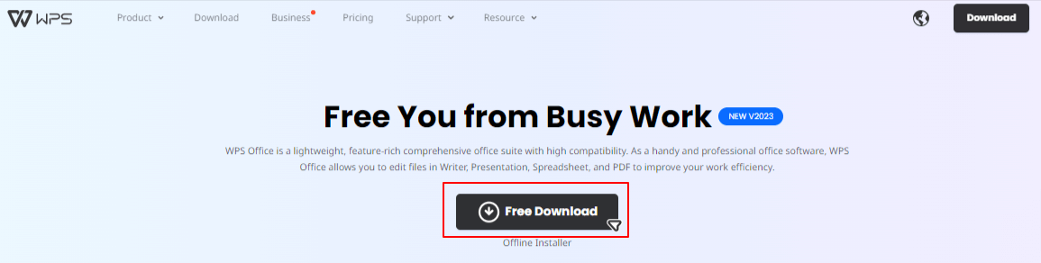 WPS Office website to download WPS Office software.