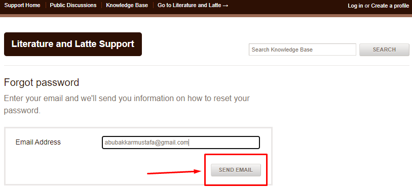 Scrivener send email button