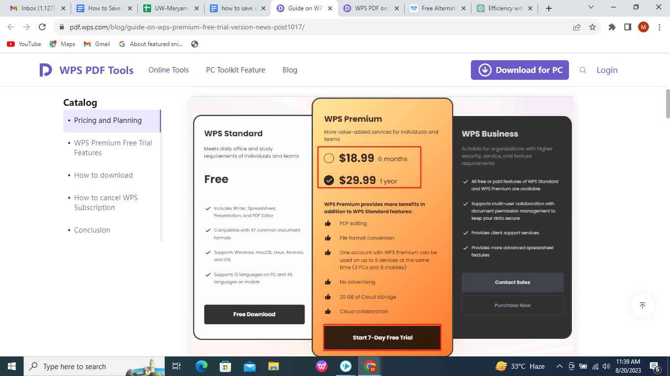 WPS Subscription Plans.