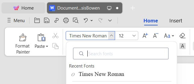 add Times New Roman font to WPS Office