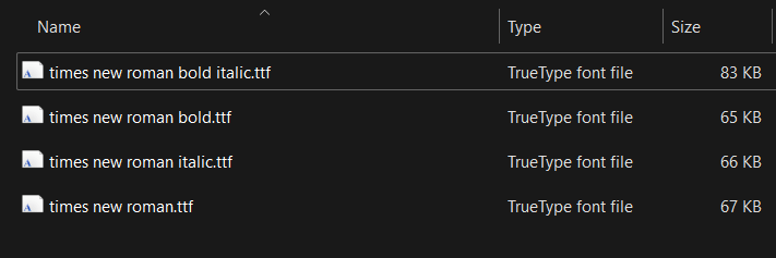 Times New Roman fonts file