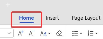 Home tab in WPS Office