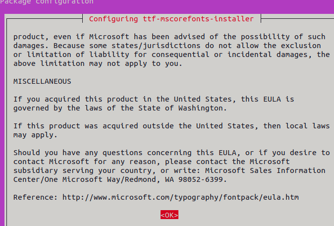 license agreement for font installation in Linux