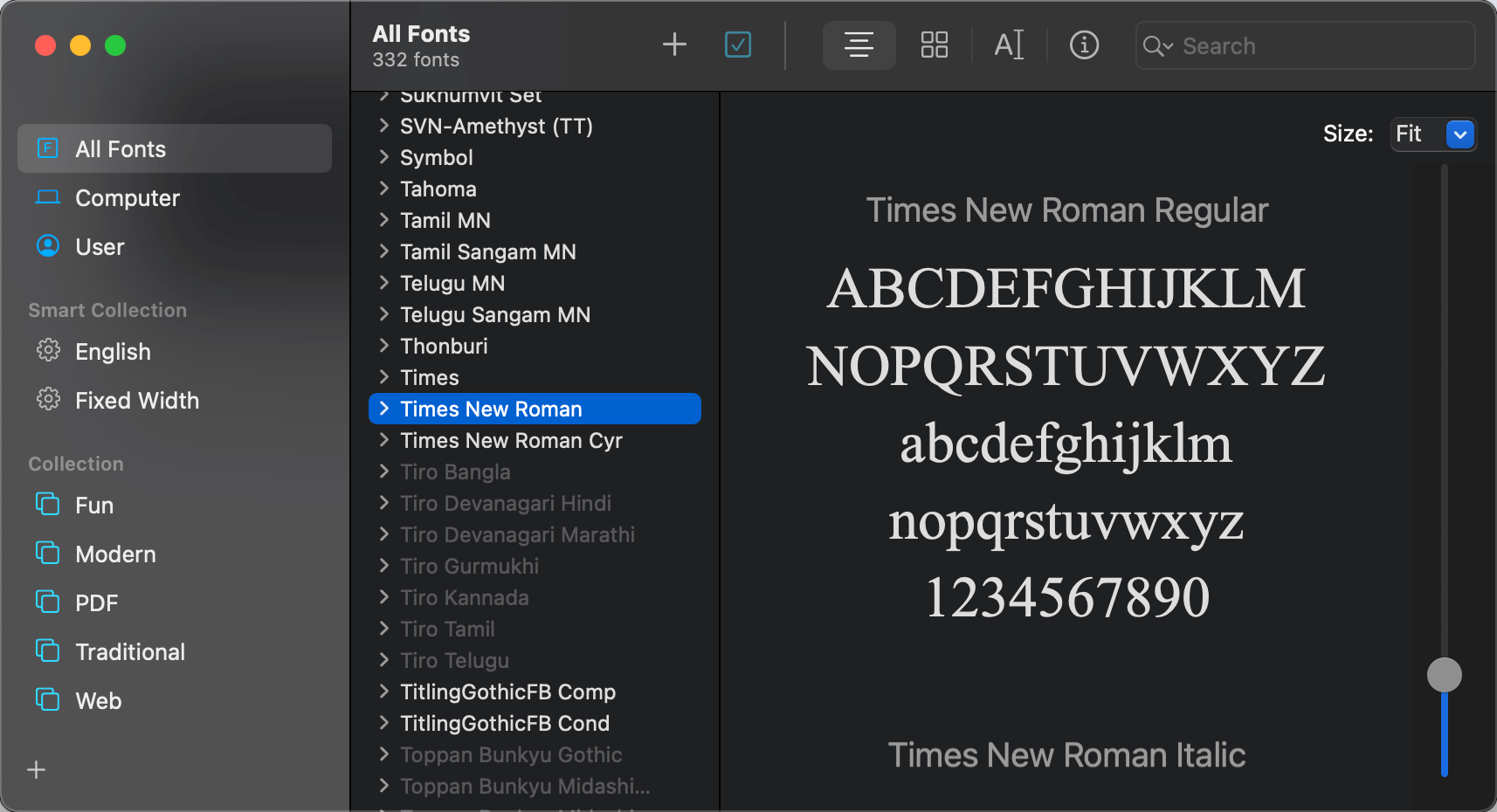 review times new roman font