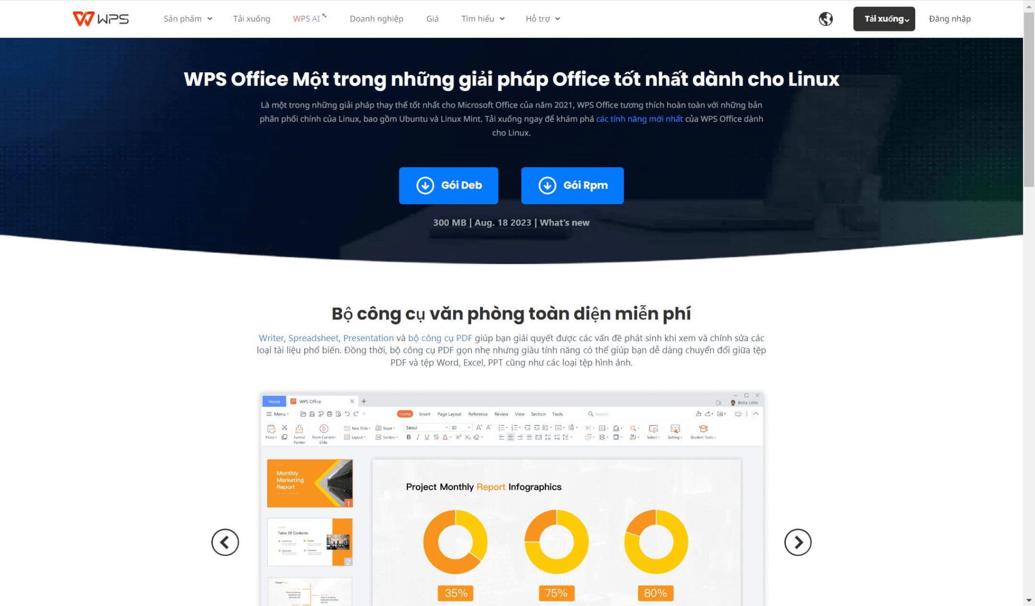 Trang web WPS Linux