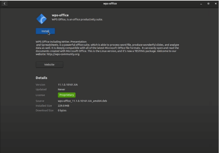 Click Install button