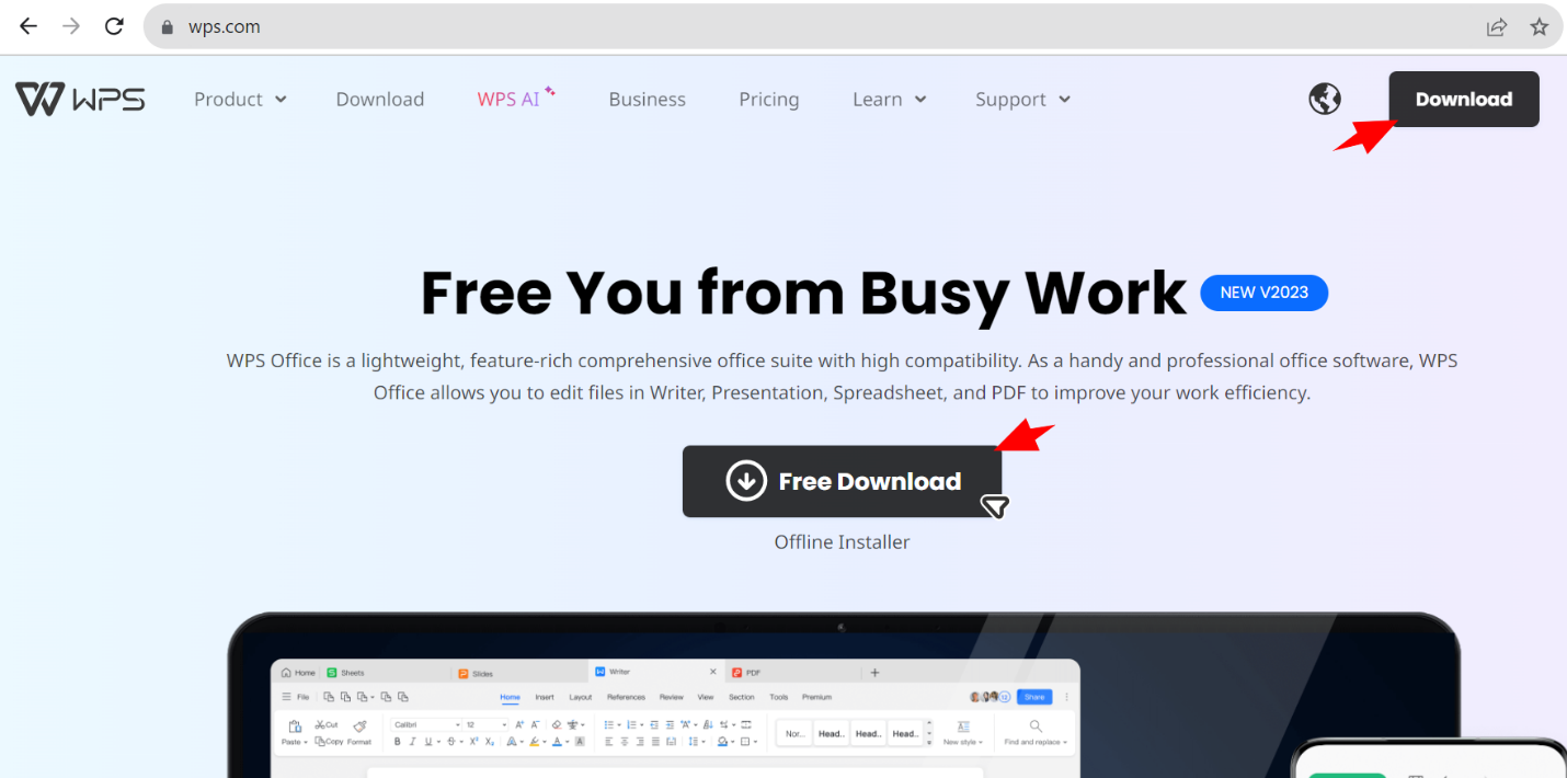 WPS Office 2023 download link
