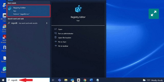 ”registry editor”
