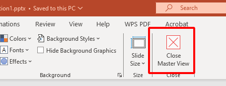 Exit Slide Master View