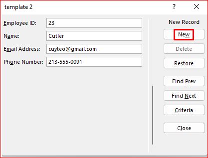 Click New to add another data