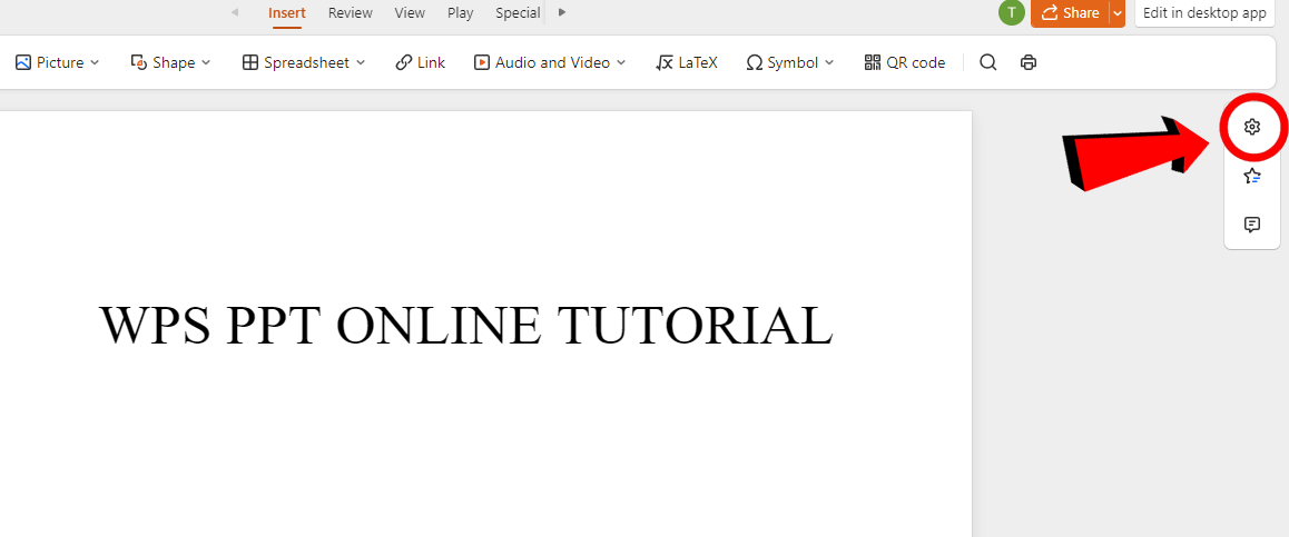 WPS PPT Online Settings icon