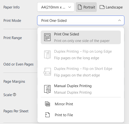 print mode