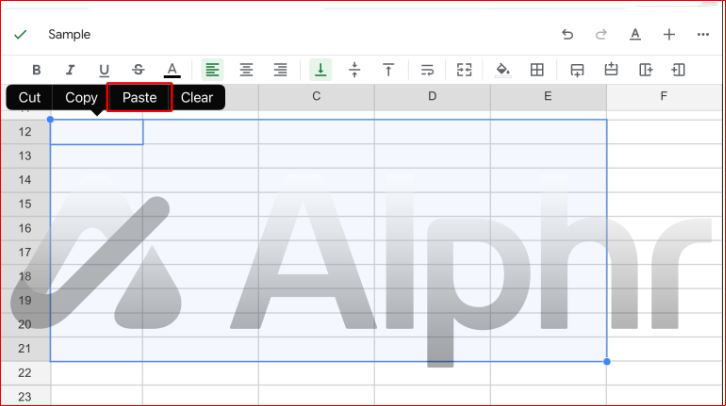Click Paste as shown above